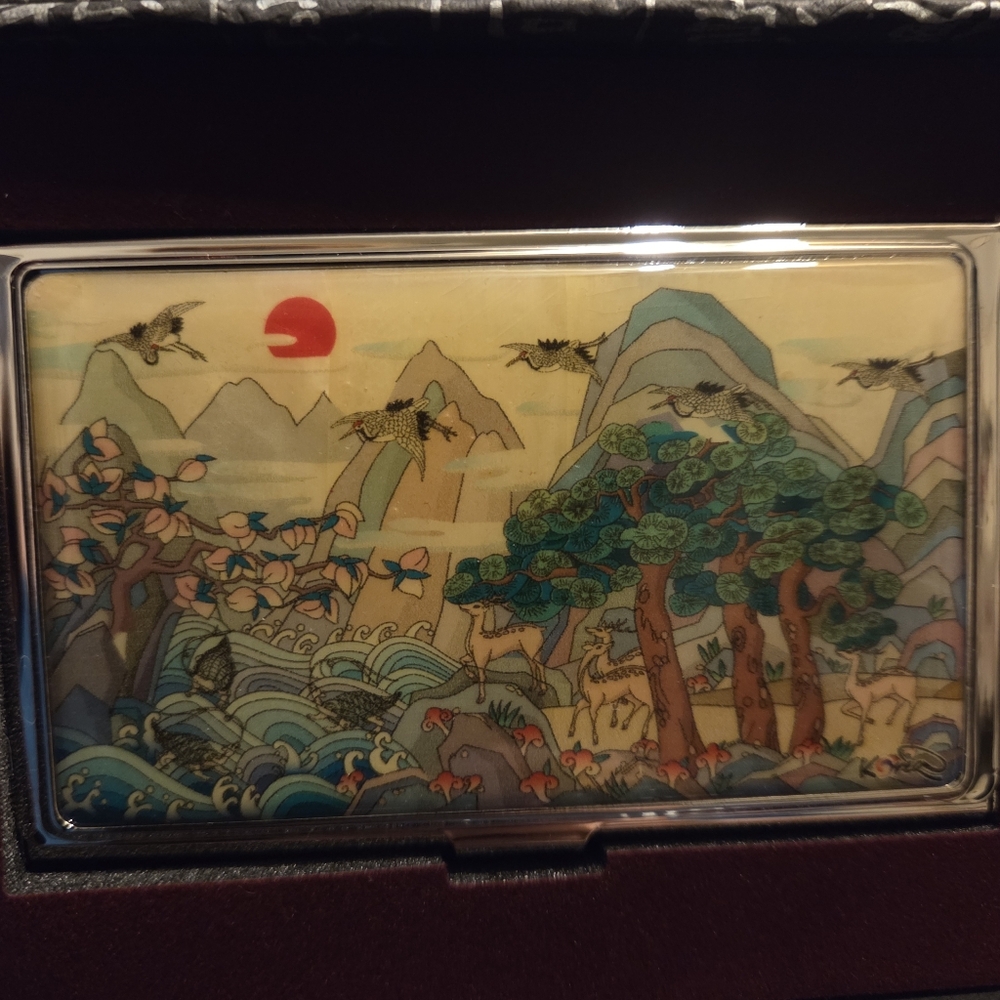 Beautiful Korean Mother Of Pearl Business Card Holder New In Box
